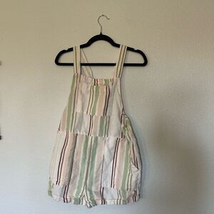 Rip curl sol seeker linen overall striped romper beachy coastal boho summer